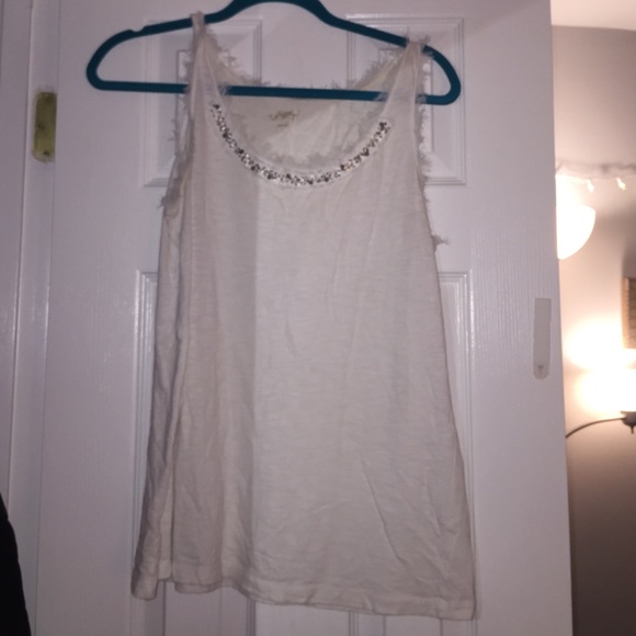 White Loft tank with silver beading