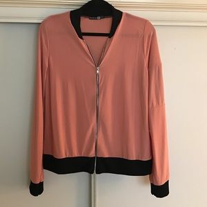 Boohoo Peachy Pink Zip Up Bomber (NEW)