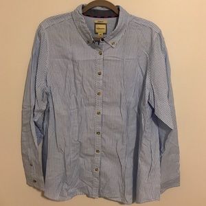 Blue and white striped button down