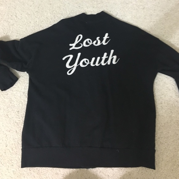 Black sweatshirt bomber jacket "Lost Youth"