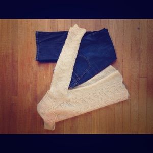 Ann Taylor LOFT Open Knit Wool Petite Sweater