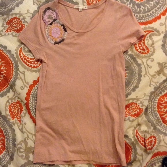 J. Crew Pink Embellished T-shirt