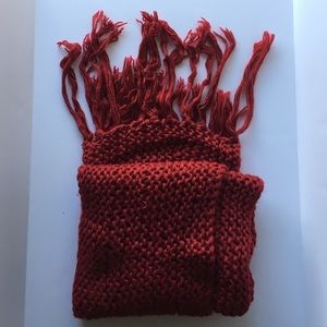 Long chunky red knot scarf