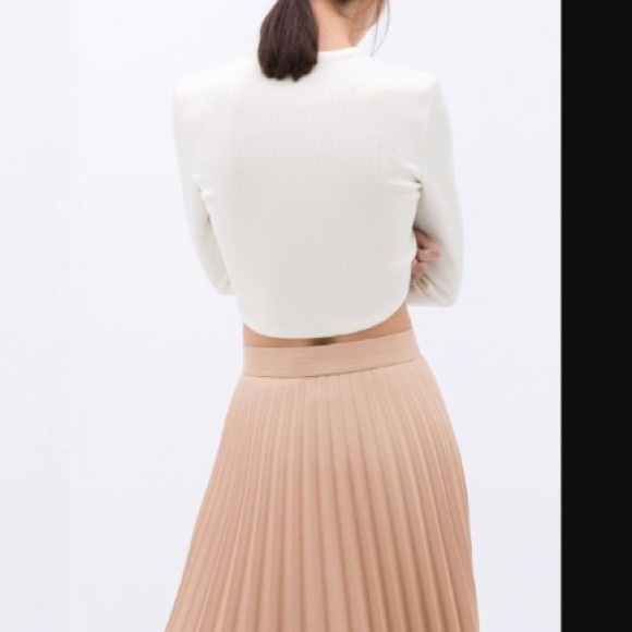 ZARA Light Pink Pleated Midi Skirt S/S 2016