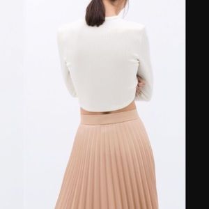 ZARA Light Pink Pleated Midi Skirt S/S 2016