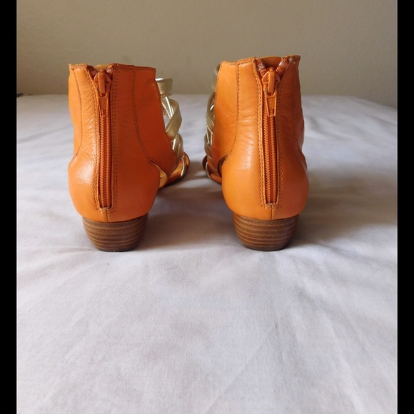 Leather Coral-Gold Gladiator Sandals W/Back Zipper - Picture 4 of 4