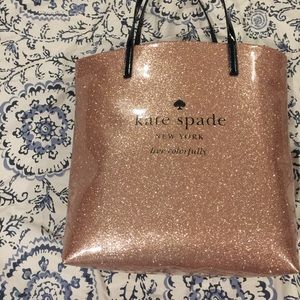 Kate Spade pink sparkle bon shopper tote