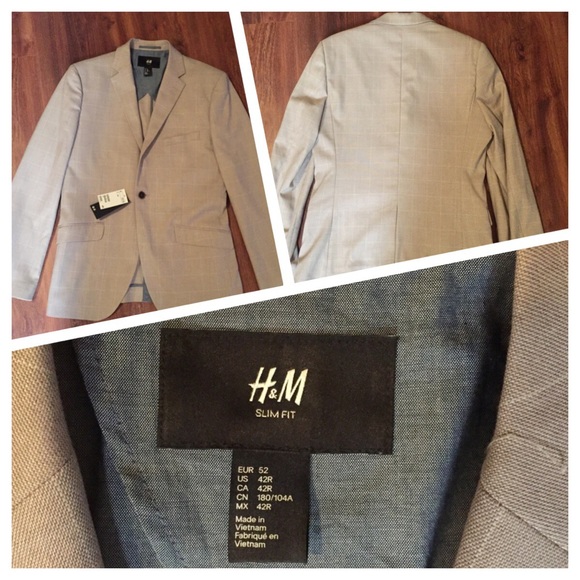 NWT tan H&M slim fit sport coat / blazer - size 42