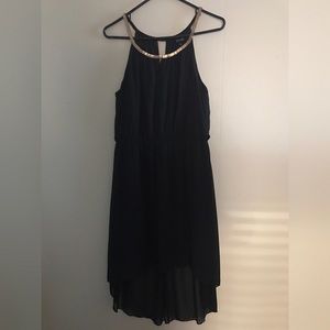 Black dress with chained neckline