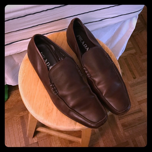 Prada Men's Brown Leather Loafers