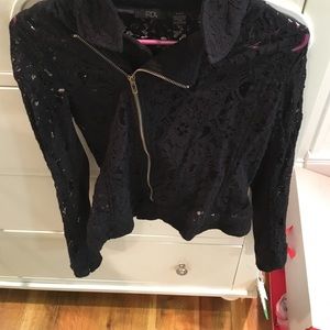 Lace zip-up cardigan