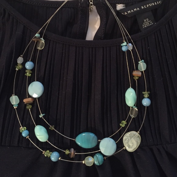 Silver Three Strand Beaded Necklace