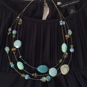 Silver Three Strand Beaded Necklace