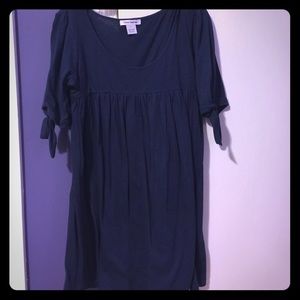 Long Navy Blue Tee With Bows