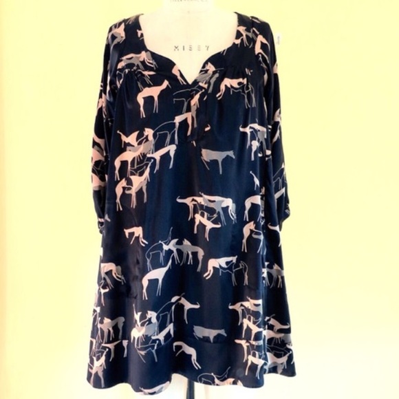 Ulla Johnson Deer Print 100% Silk Dress
