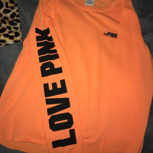 Neon orange, light weight pullover crew VS PINK