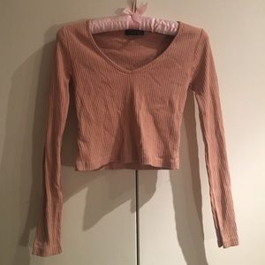 Pink ribbed Topshop crop top