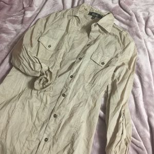 Tan button down