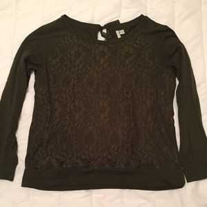 LC Lauren Conrad Olive Green Long Sleeved Shirt