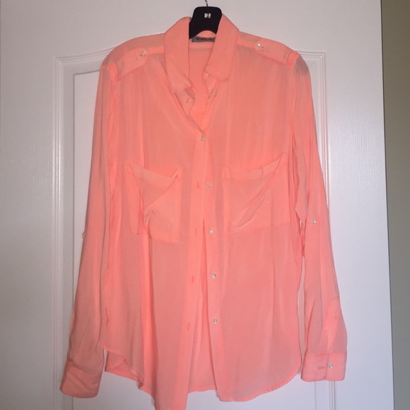 Anthropologie neon button down
