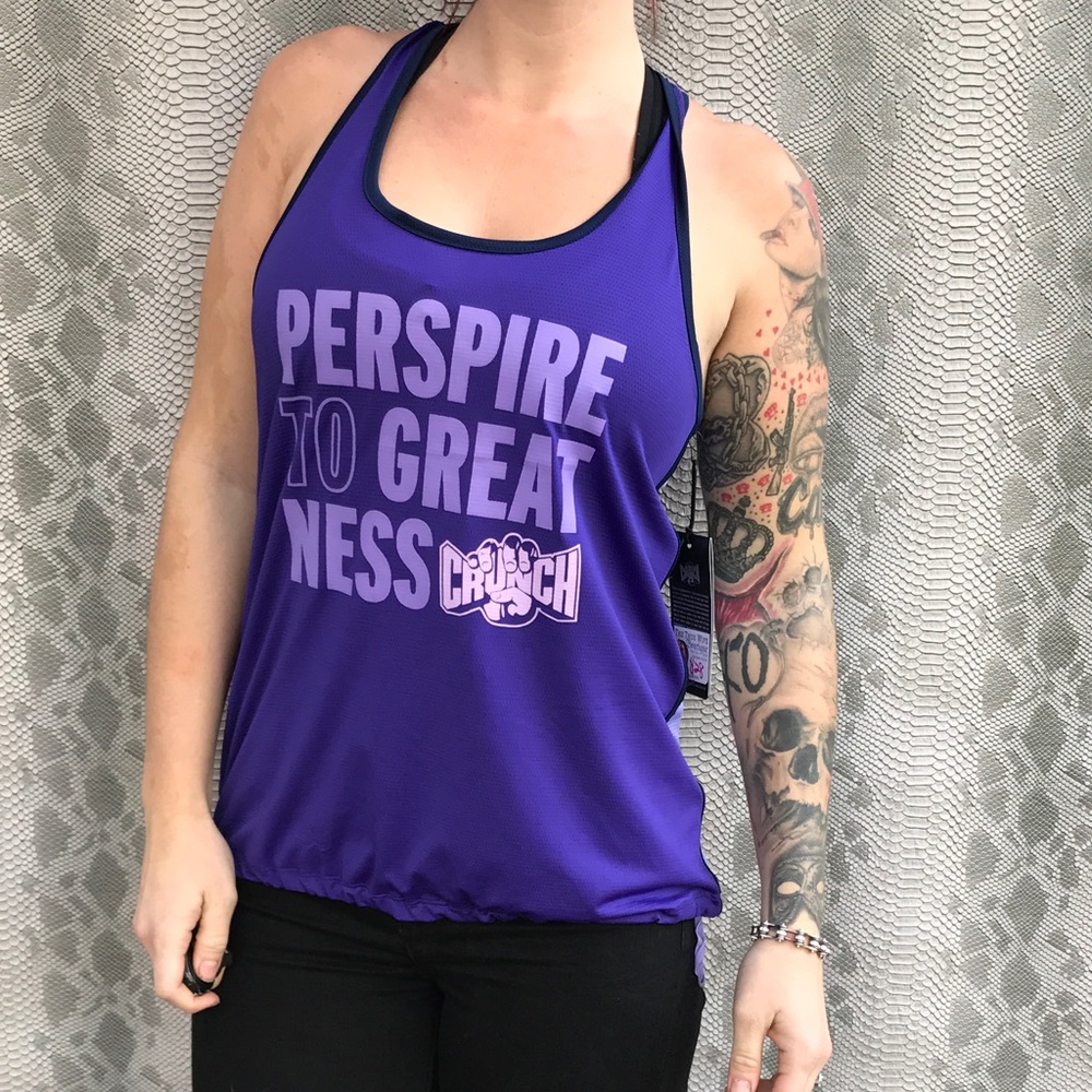 NWT CRUNCH workout Racerback tank top,back twists