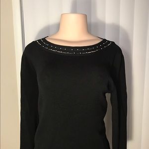 Emma James Black Pearl Accented Sweater