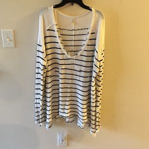 Oversized distressed free people top