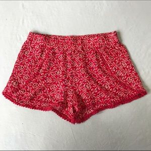 Red flowy shorts