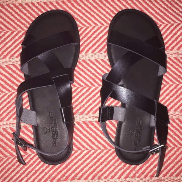 Black American Eagle Strappy Sandals