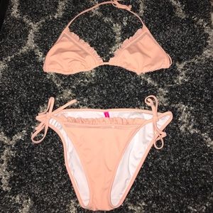 Victoria's Secret Peach Bikini with Mesh Accent