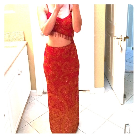 Orange sequence Arabic Hindi inspired dress - Picture 1 of 2