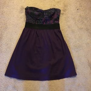 Purple strapless dress