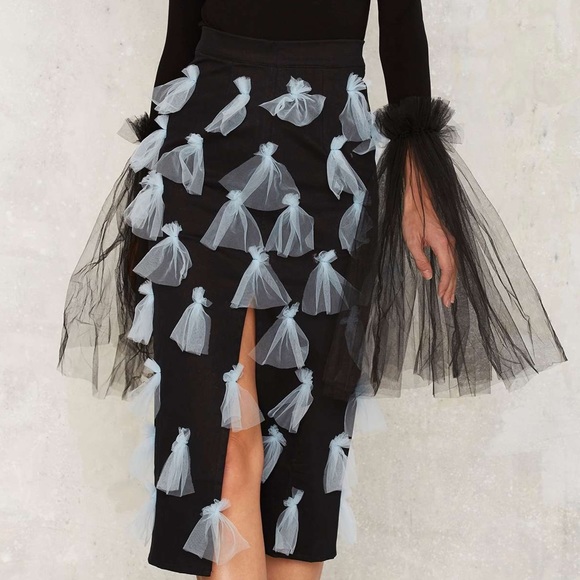 NWT 🎀 House of Cards Elles Gauze Bow Midi Skirt