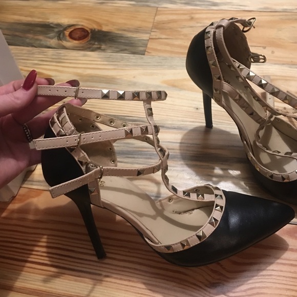 Black studded heels
