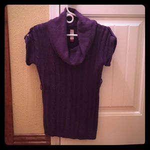 Purple cable knit sweater blouse