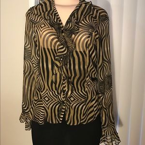 Antilia Femme V-Neck Ruffled Collar and Sleeves