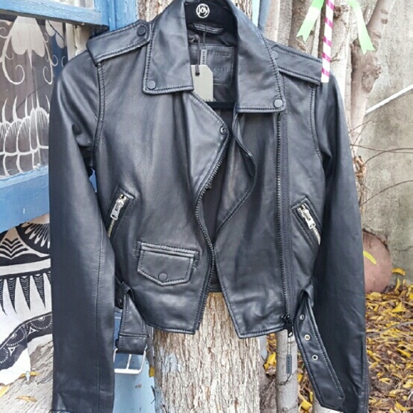 All Saints Baron Biker Leather Jacket NWT