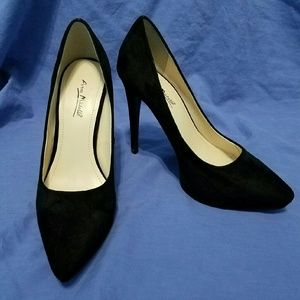 Anne Michelle Black Velvet Stilletto Heels