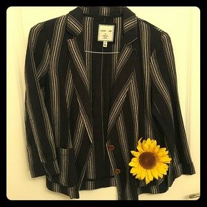 Striped Casual Navy Blazer Jacket Forever 21