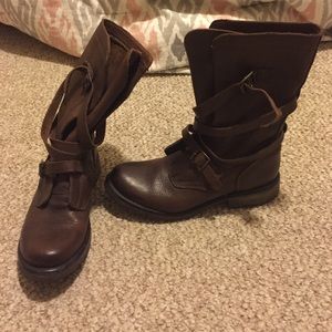 Steve Madden Brown Banddit Sm Strappy Biker Boot