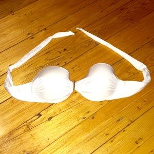 WHITE STRAPLESS BIKINI TOP