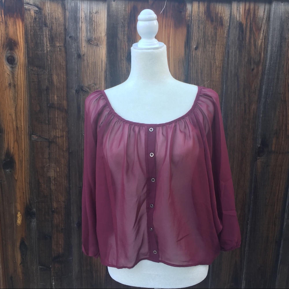 Burgundy Sheer Blouse