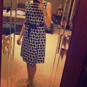 Black and white, circle pattern, knee length dress