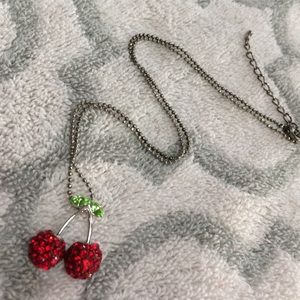 Crystal cherry charm Cookie Lee necklace.