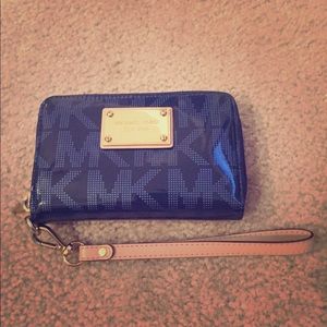 Michael Kors Blue/Gold Wristlet