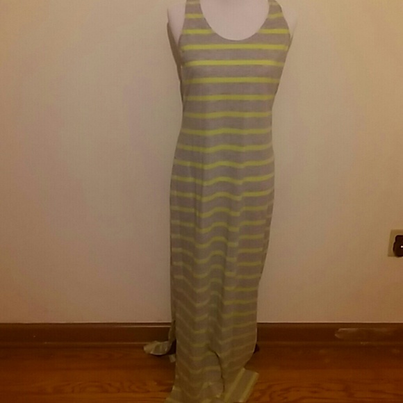Exertek Dresses & Skirts - Lime and Grey Striped Maxi Dress