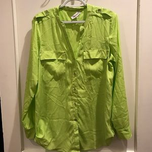 Bright Neon Green Calvin Klein Button-Up