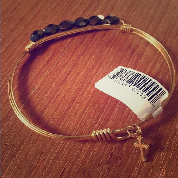 Graphite Bead/ Gold Bangle