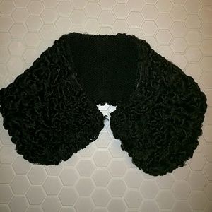 Vintage fur collar - Persian black curly lamb