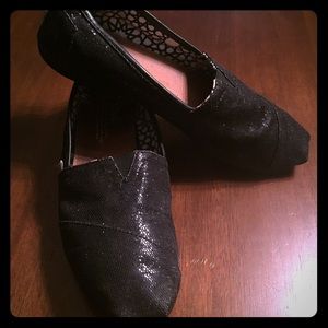 Toms Classics Black Glitter Womens Shoes